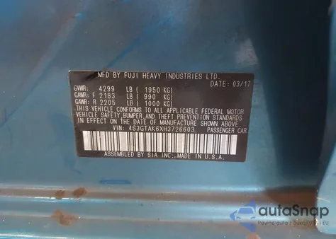 2017 Subaru Impreza 2.0I Sport from USA, damaged, VIN 4S3GTAK6XH3726603